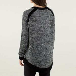 Lululemon Passage Sweater Black/White Heathered Crew Neck Sweater